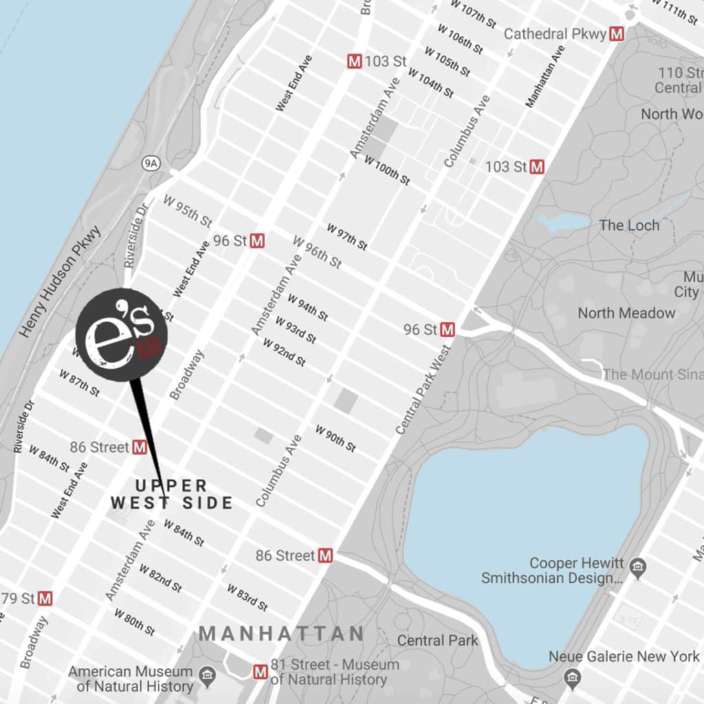 Map of NYC Upper West Side and e's BAR