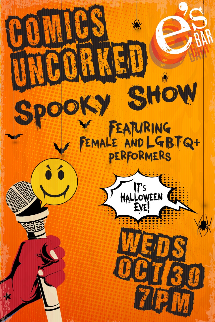 Spooky Uncorked show at e's BAR featuring women and LGBTQ+ performers