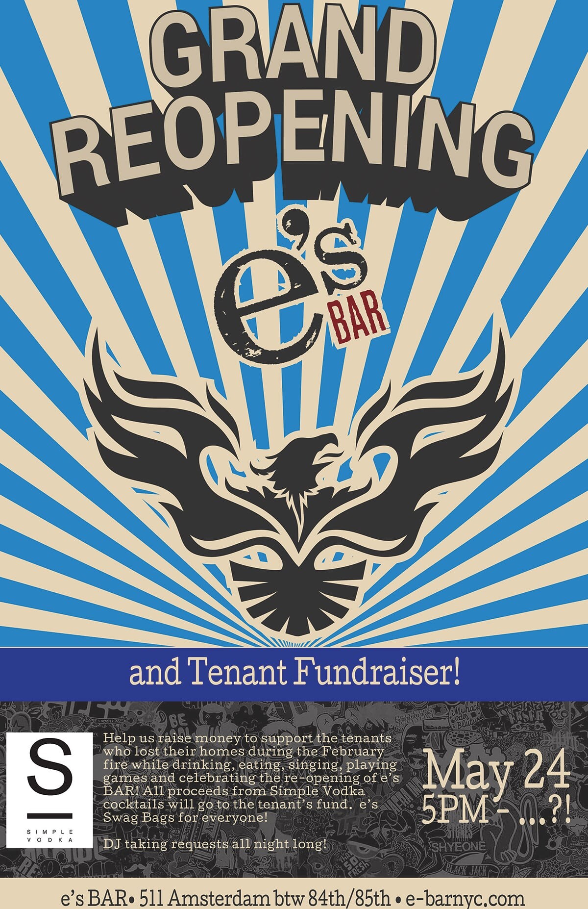 Grand Reopening Party Poster for e's BAR #2