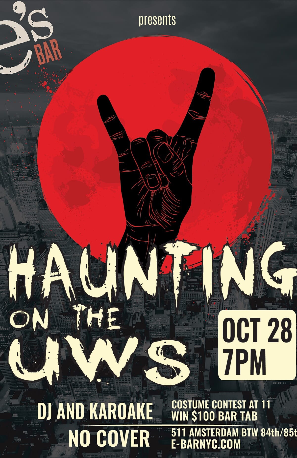 e's BAR Halloween Poster - A Haunting on the UWS