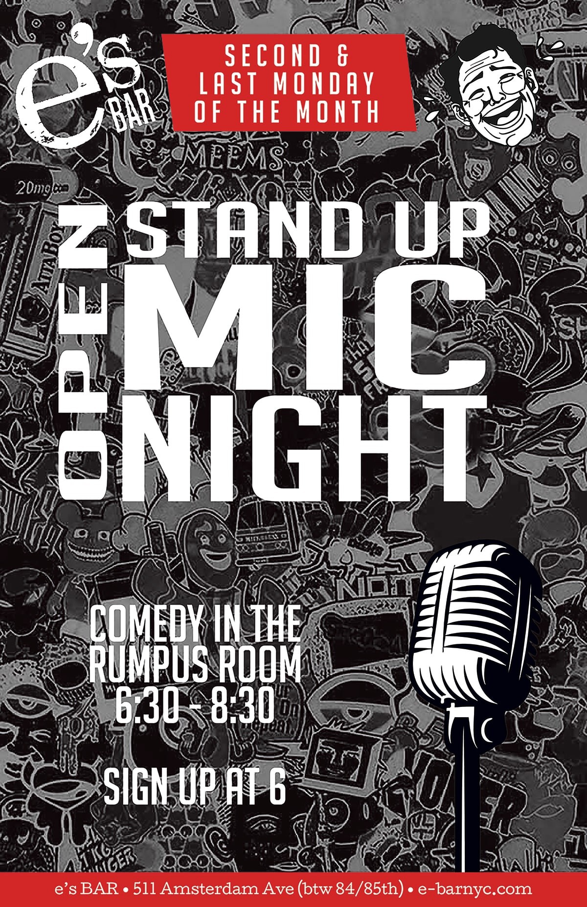 Open Mic Comedy at e's BAR poster